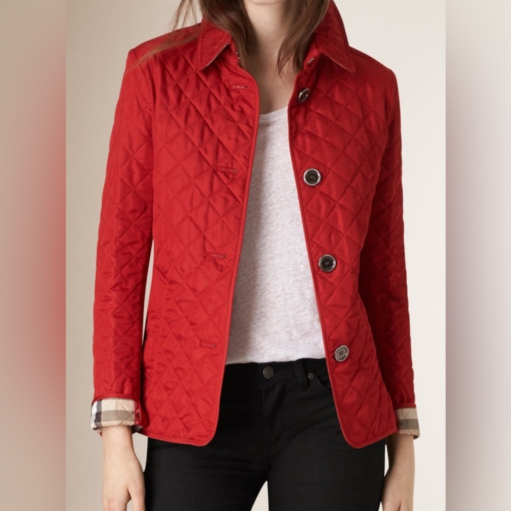 Burberry Red Quilted Puffer Jacket